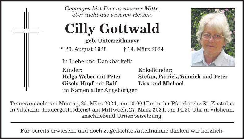 Traueranzeige Cilly Gottwald