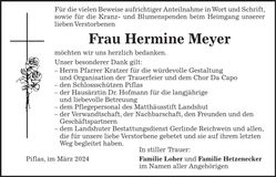 Traueranzeige Hermine Meyer