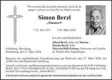 Traueranzeige Simon Berzl