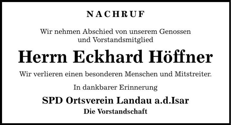 Traueranzeige Eckhard Höffner