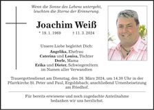 Traueranzeige Joachim Weiß
