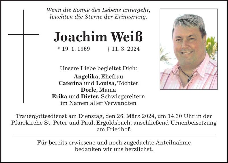 Traueranzeige Joachim Weiß
