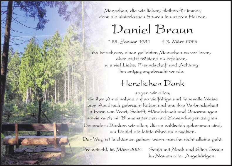 Traueranzeige Daniel Braun