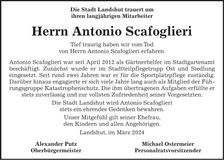 Traueranzeige Antonio Scafoglieri