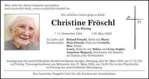 Traueranzeige Christine Fröschl