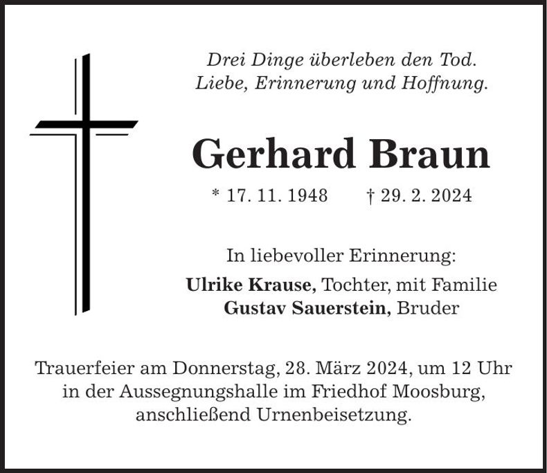 Traueranzeige Gerhard Braun
