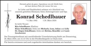 Traueranzeige Konrad Schedlbauer