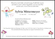 Traueranzeige Sylvia Mittermeyer