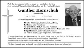 Traueranzeige Günther Hornschuh