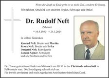 Traueranzeige Dr. Rudolf Neft