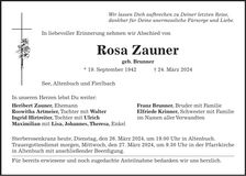 Traueranzeige Rosa Zauner