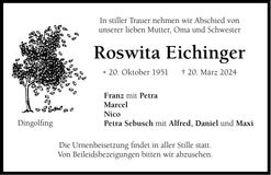 Traueranzeige Roswita Eichinger