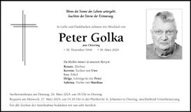 Traueranzeige Peter Golka