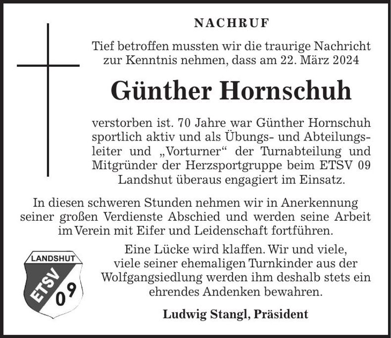 Traueranzeige Günther Hornschuh
