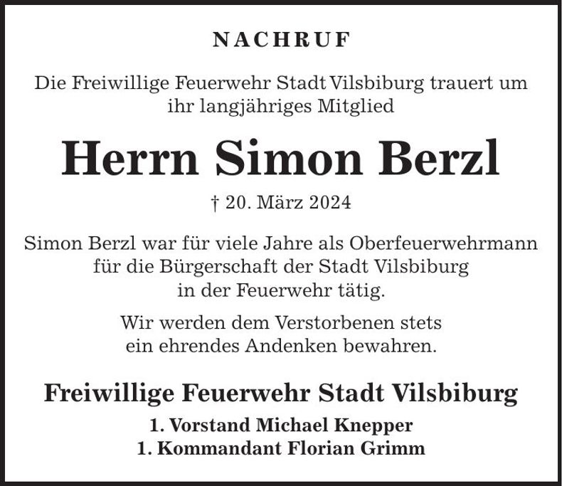 Traueranzeige Simon Berzl
