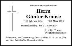 Traueranzeige Günter Krause