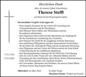 Traueranzeige Therese Steffl