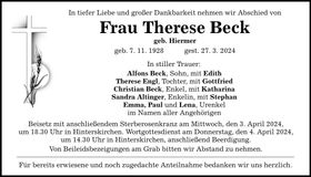 Traueranzeige Therese Beck