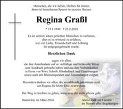 Traueranzeige Regina Graßl