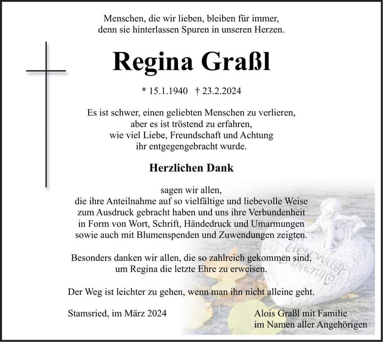 Traueranzeige Regina Graßl
