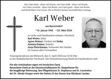Traueranzeige Karl Weber