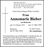 Traueranzeige Annemarie Bieber