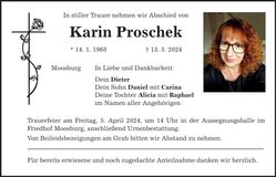 Traueranzeige Karin Proschek