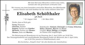 Traueranzeige Elisabeth Schöfthaler