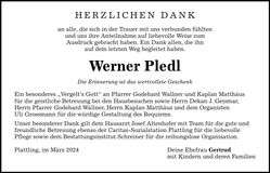 Traueranzeige Werner Pledl