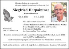 Traueranzeige Siegfried Harpaintner