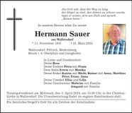 Traueranzeige Hermann Sauer
