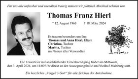 Traueranzeige Thomas Franz Hierl