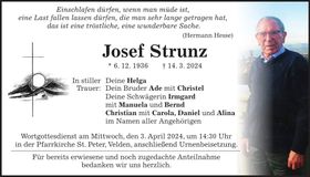 Traueranzeige Josef Strunz