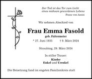 Traueranzeige Emma Fasold