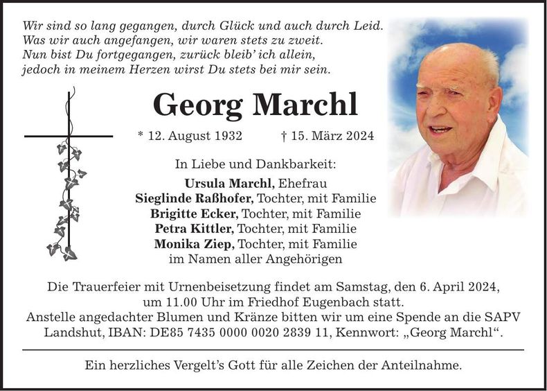 Traueranzeige Georg Marchl