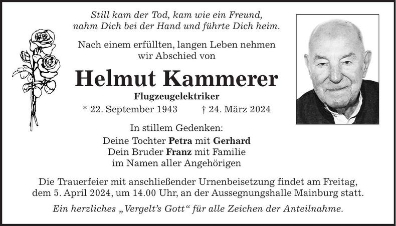 Traueranzeige Helmut Kammerer