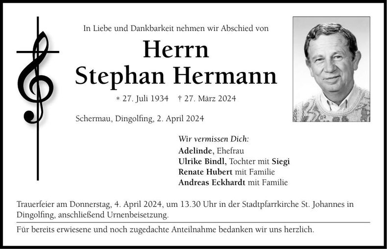 Traueranzeige Stephan Hermann