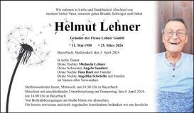 Traueranzeige Helmut Lehner