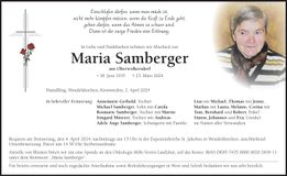 Traueranzeige Maria Samberger