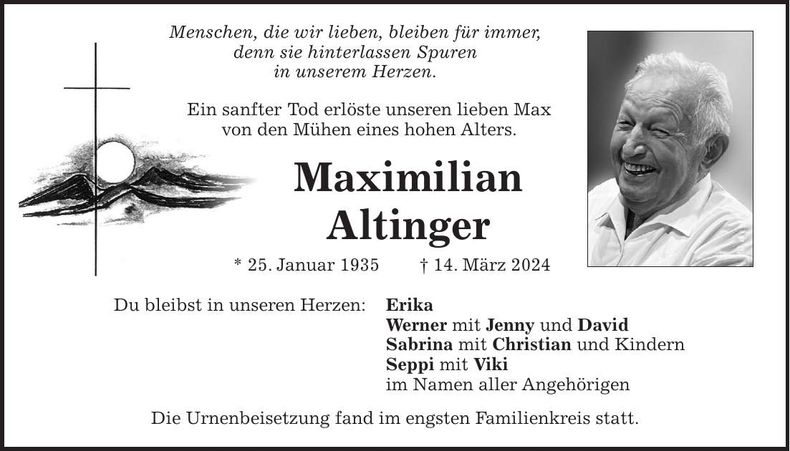 Traueranzeige Maximilian Altinger