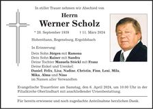 Traueranzeige Werner Scholz