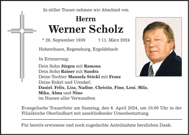 Traueranzeige Werner Scholz