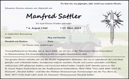 Traueranzeige Manfred Sattler