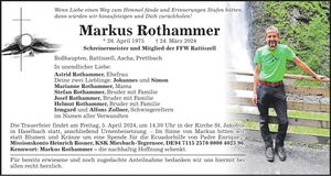 Traueranzeige Markus Rothammer