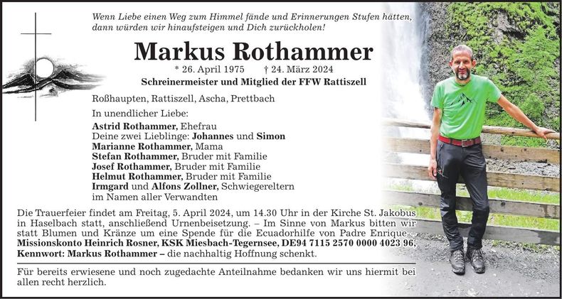 Traueranzeige Markus Rothammer
