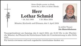 Traueranzeige Lothar Schmid
