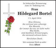 Traueranzeige Hildegard Bortel