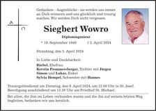 Traueranzeige Siegbert Wowro