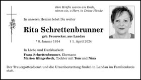 Traueranzeige Rita Schrettenbrunner