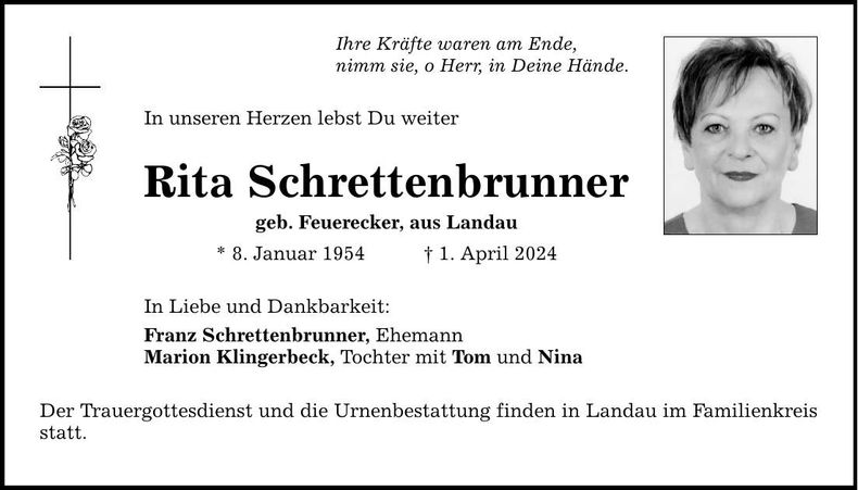 Traueranzeige Rita Schrettenbrunner